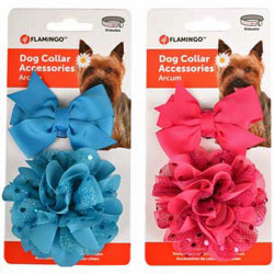 Flamingo Pet Products Accessoire pour collier 1 noeud et 1 fleur bleu ou rose pour chien Collier