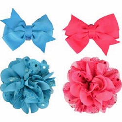 Flamingo Pet Products Accessory for 1 bow and 1 flower blue or pink dog collar Necklace