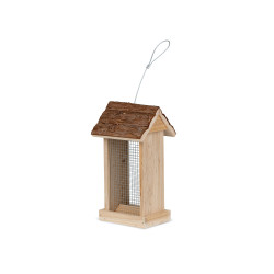 Vadigran Mangeoire distributeur pour oiseau, toit en ecorce 15x14x28.5 cm. Mangeoires extérieur