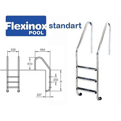 AISI 304-87112934 3 Peldaños Escalera Modelo Standar Peldaño Antideslizante de Flexinox