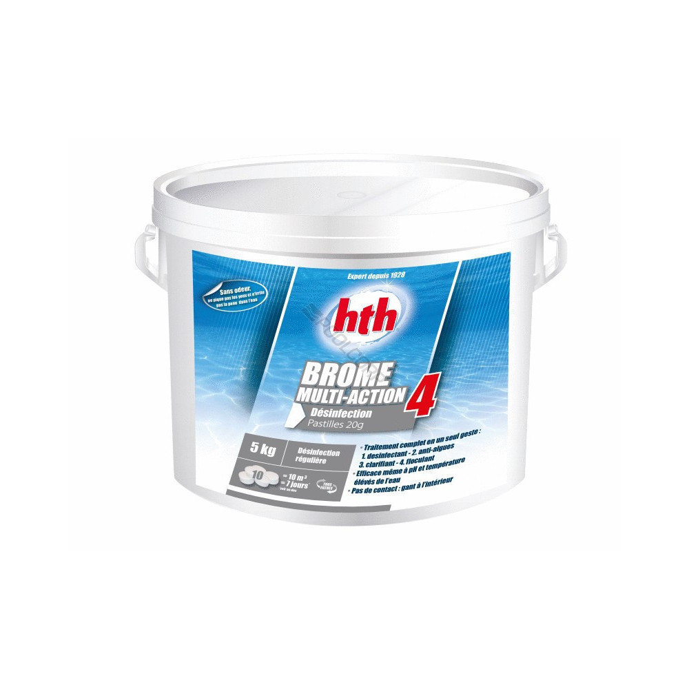 HTH Multifunction Bromine 4 Action - tablet 20 g - HTH 5Kg - swimming pool Brome