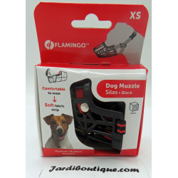 SILAS XS zwarte muilkorf. 24 cm 30-38 cm. voor hond. Flamingo Pet Products FL-519653 Snuit