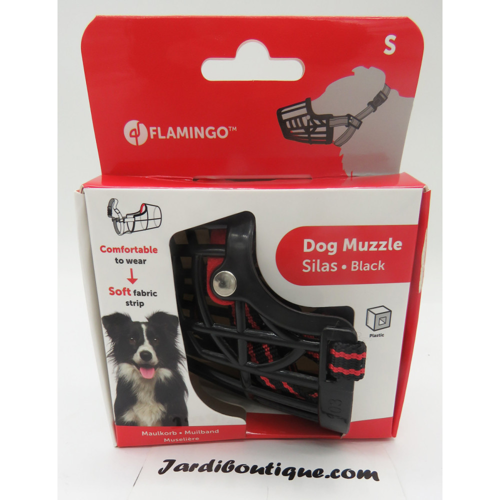 Flamingo Pet Products SILAS S black muzzle. 26 cm 31-41 cm. for dog. Muzzle