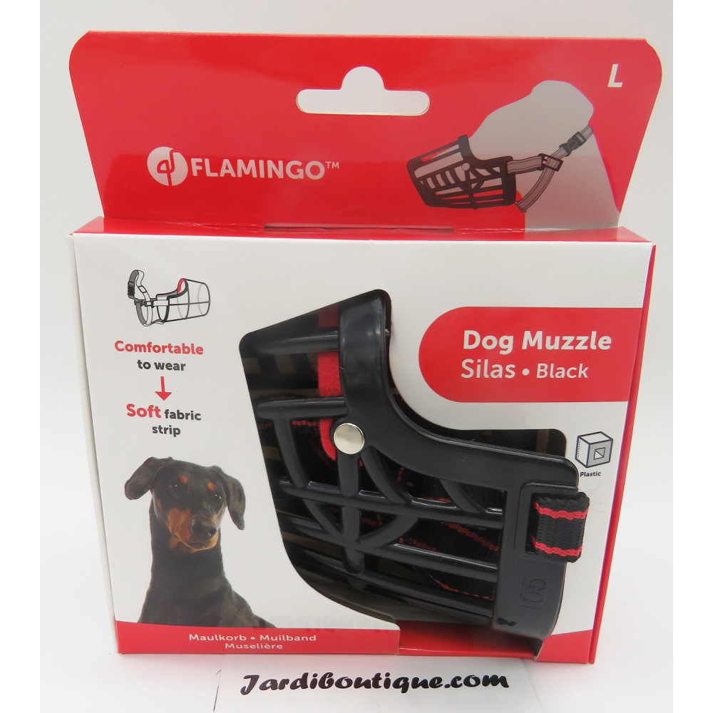 Flamingo Pet Products SILAS muzzle L black . 31 cm 38-52 cm. for dogs. Muzzle