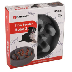 Flamingo Pet Products Anti-gobbling bowl. BOBO 2 grey capacity 500 ML ø 16.5 CM Food bowl and anti-gobbling mat