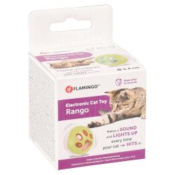 Flamingo Pet Products Balle a LED pour chat ø 6.4 cm avec grelot et bruit oiseau Rango vert-blanc Jeux
