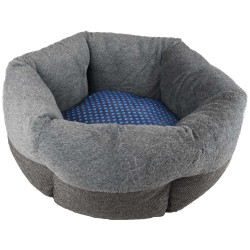 Flamingo Pet Products DOTTIES cat basket ø 53 x 18 cm grey blue cat cushion and basket