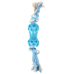 Flamingo Pet Products Jouet Haltère + corde bleu 34 cm. LINDO. en TPR. pour chien. Jeux cordes pour chien
