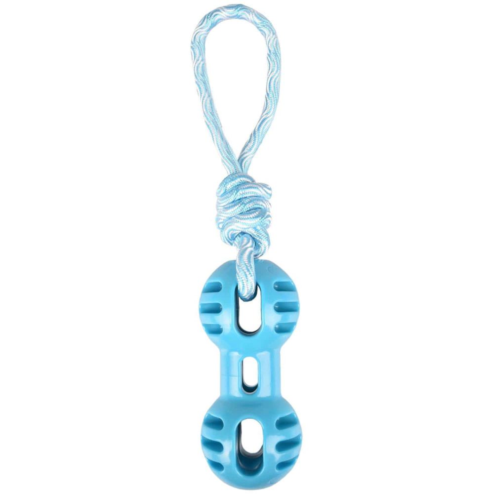 Flamingo Pet Products Dumbbell toy + pull rope blue 34.5 cm. RUDO. in TPR. for dogs. Ropes for dogs