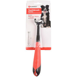 Tandenborstel kerber softgrip zwart rood 20 cm. voor hond. Flamingo Pet Products FL-519532 Tandverzorging voor honden