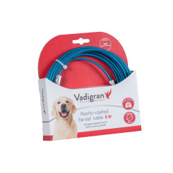Vadigran Câble d'attache gainée plastique bleu 6 Mètres pour chien Max 23 kg Longe et piquet