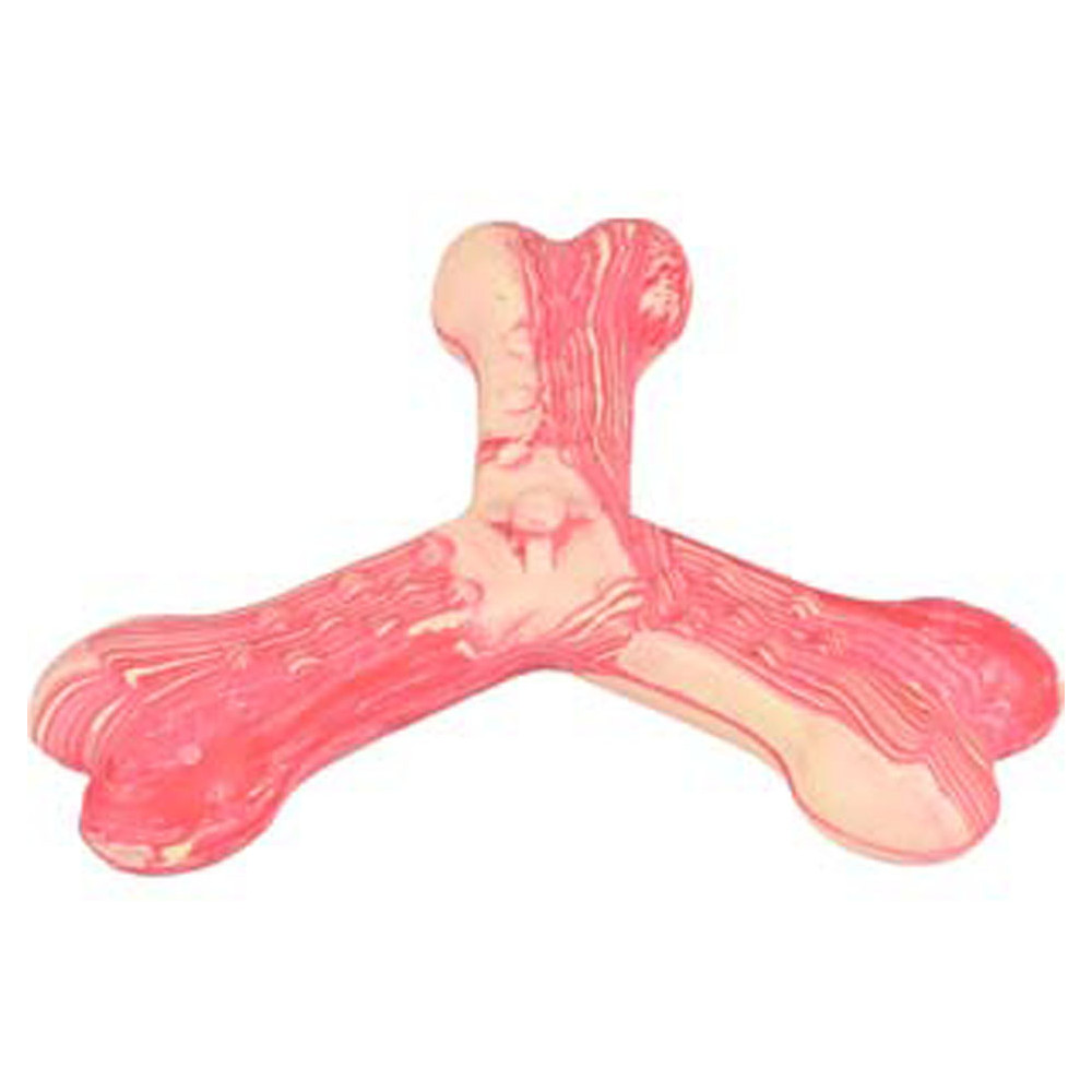 Flamingo Saveo Dog Toy 15,5 cm Saveo Triple Bone Bone Beef sapore. gomma FL-519531 Giocattoli da masticare per cani