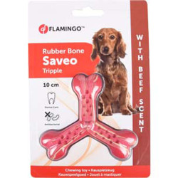 FL-519529 Flamingo Pet Products Juguete de 10 cm para perros Saveo de triple hueso con olor a carne de vacuno. goma. Juguetes...