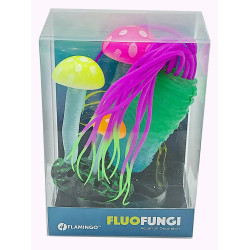Flamingo Fluo Aquarium decoration. Anemone and fish. Size 7 x 3.5 x 15 cm random color. Plante