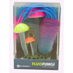 Flamingo Fluo Aquarium decoration. Anemone and fish. Size 7 x 3.5 x 15 cm random color. Plante