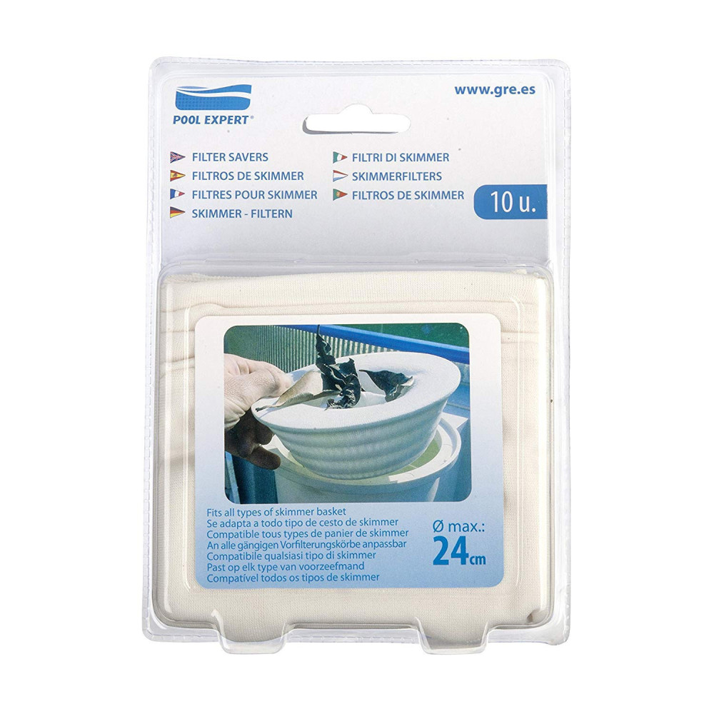 GRE Filtres pour skimmer, Pack de 10 filtres pour skimmer. Filtration piscine