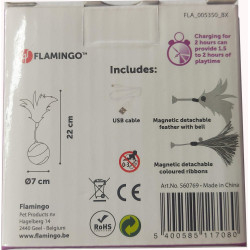 FL-560769 Flamingo Pet Products Bola ø 7 cm. mágica Mechta 2 en 1 con LED y plumero . color verde. para gatos. Juegos