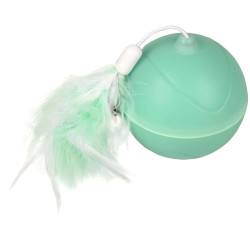 Balle ø 7 cm. magic Mechta 2 en 1 a LED et plumeau . couleur verte. pour chat. Flamingo Pet Products FL-560769 Spelletjes