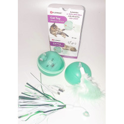 Flamingo Pet Products Balle ø 7 cm. magic Mechta 2 en 1 a LED et plumeau . couleur verte. pour chat. Jeux