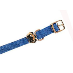 Blauwe elastische kattenhalsband met belletje 32 cm x 10 mm Flamingo FL-50062007 Halsketting