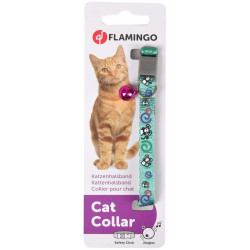 Flamingo Adjustable collar from 20 to 35 cm green with mouse pattern for cat Necklace