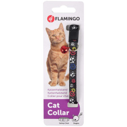 Flamingo Adjustable collar from 20 to 35 cm. black color with mouse pattern. for cat Necklace