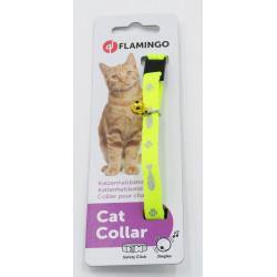 Flamingo Adjustable collar from 20 to 35 cm. fish motif + bell. yellow color for cat Necklace