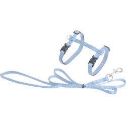 Flamingo Pet Products 1.10 meter harness and leash for cats. Light blue color Harnais