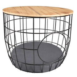Flamingo Basket ø 50 x H 40 cm. wire mesh. black. for cat Igloo cat