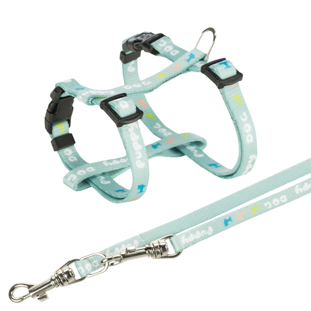 Trixie Junior harness for puppy with leash. Dimensions: 23-34 cm/8 mm. green colour. dog harness