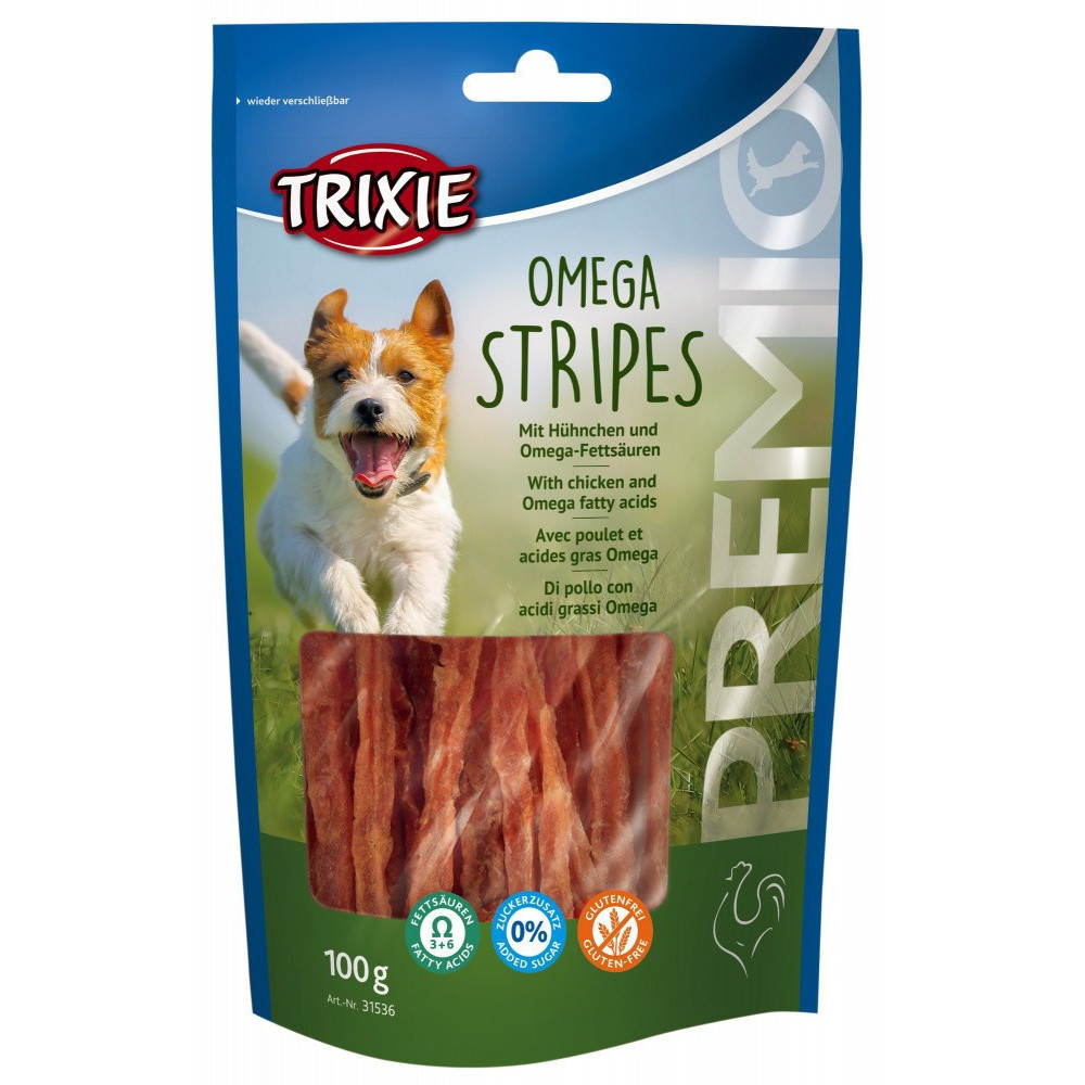 Guloseima de frango para cães - Saco de 100g - OMEGA Stripes TR-31536 Galinha