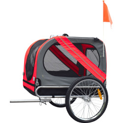 Flamingo Pet Products DOGGY LINER JULIETTE trailer. 80 x 57 x 64 cm. red and grey. for dogs Transport