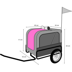 DOGGY LINER ROMERO trailer zwart en grijs. 60 x 43 x 51 cm. voor honden Flamingo FL-518982 Transport