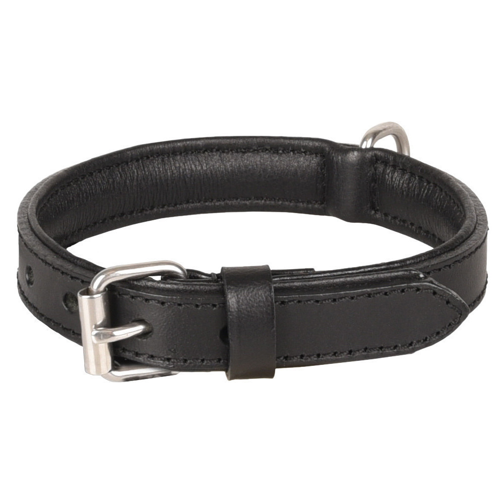 ARIZONA zwarte leren halsband. maat S 26-32 cm. voor hond. Flamingo FL-520034 Halsketting