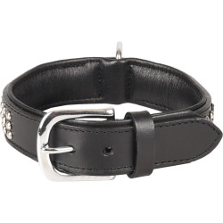 Flamingo Pet Products Leather collar SEDONA black size S/M 31-35 cm for dog. Necklace