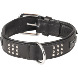 Flamingo Pet Products Leather collar SEDONA black. size L 39-45 cm. for dog. Collier