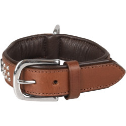 Flamingo Leather collar SEDONA brown size S 26-31 cm for dog. Necklace
