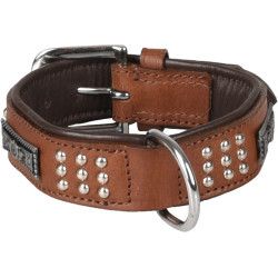 Flamingo Pet Products SEDONA brown leather collar. size S 26-31 cm. for dog. Collier