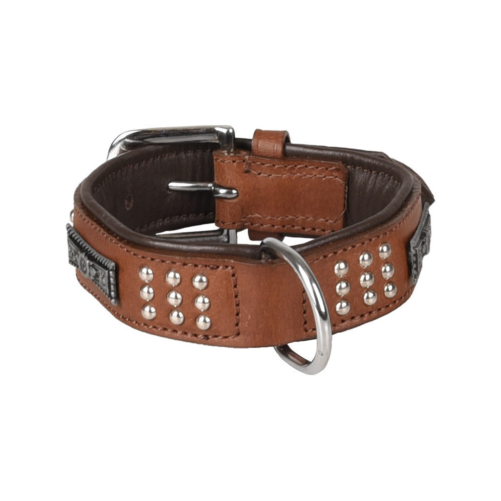 Flamingo Leather collar SEDONA brown size S 26-31 cm for dog. Necklace
