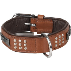 Flamingo Pet Products SEDONA brown leather collar. size S/M 31-35 cm. for dog. Collier