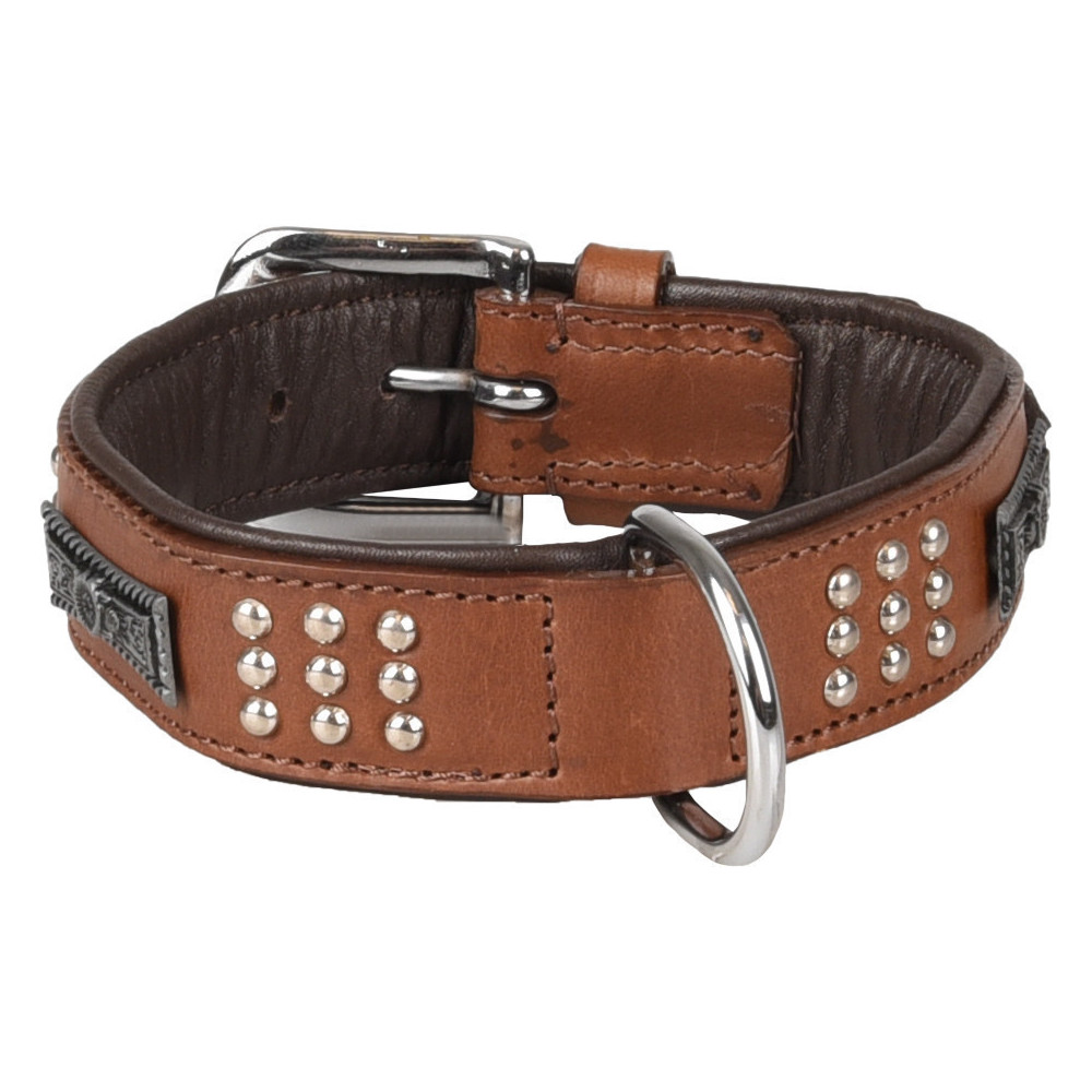 Flamingo Leather collar SEDONA brown size S/M 31-35 cm for dog. Necklace