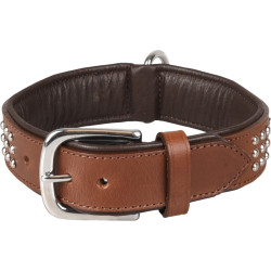 Flamingo Brown SEDONA leather collar size M 34-40 cm for dog. Necklace