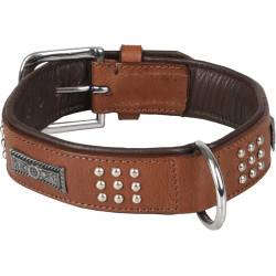 Flamingo Brown SEDONA leather collar size M 34-40 cm for dog. Necklace