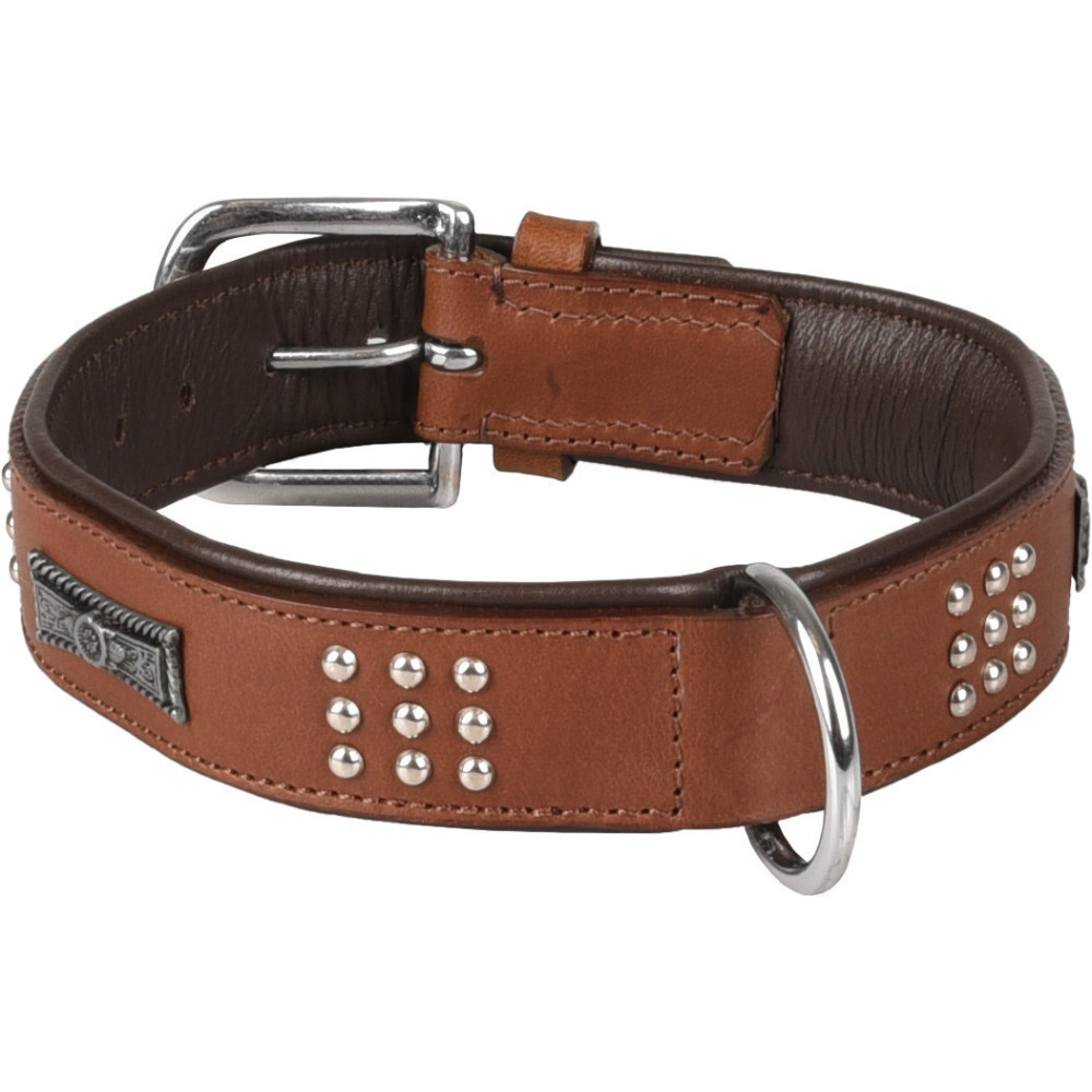 Flamingo Leather collar SEDONA brown size L 39-45 cm for dog. Necklace