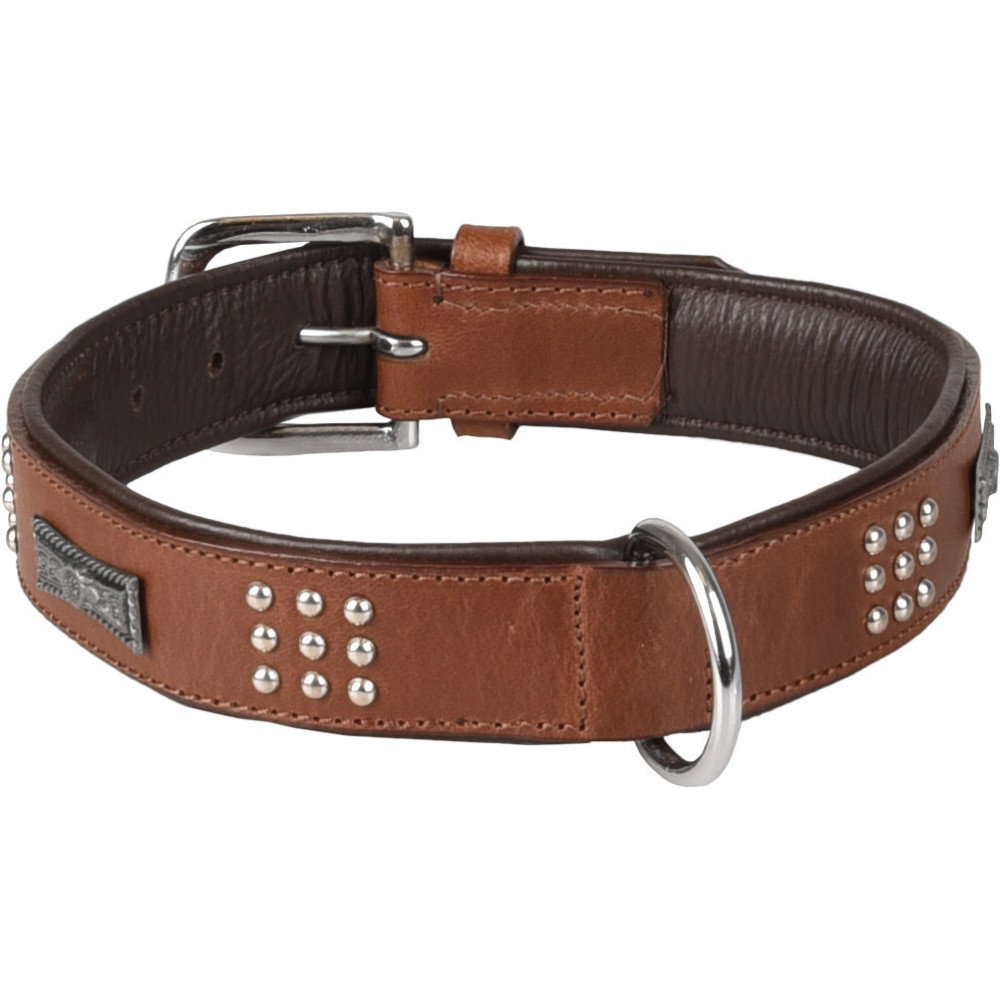Flamingo Brown SEDONA leather collar size XL 47-55 cm for dog. Necklace
