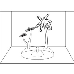 1 Arbre + champignon fluo. decoration aquarium. 7 cm x 3 cm x 24 cm. couleur aleatoire. FL-410104 Flamingo