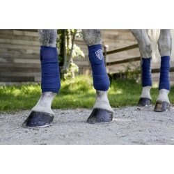 4 Exquisitas bandagens de velo azul 12,5 cm x 320 cm para cavalos KE-3211627 tratamento de cavalos