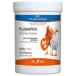 FR-174204 Francodex Suplemento alimenticio fortificante de plumas 250g para aves de corral. Complément alimentaire