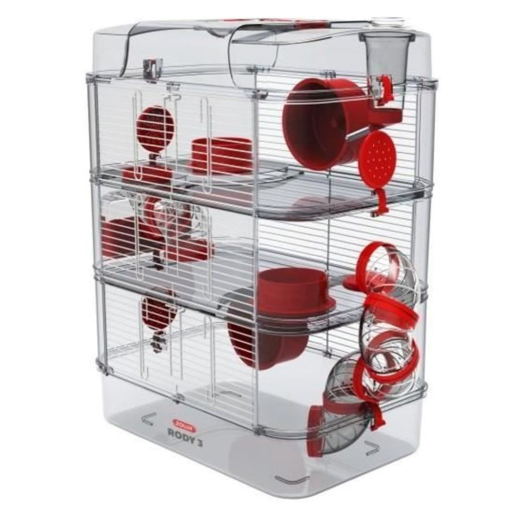 zolux Cage Trio rody3. couleur grenadine pour rongeur Cage