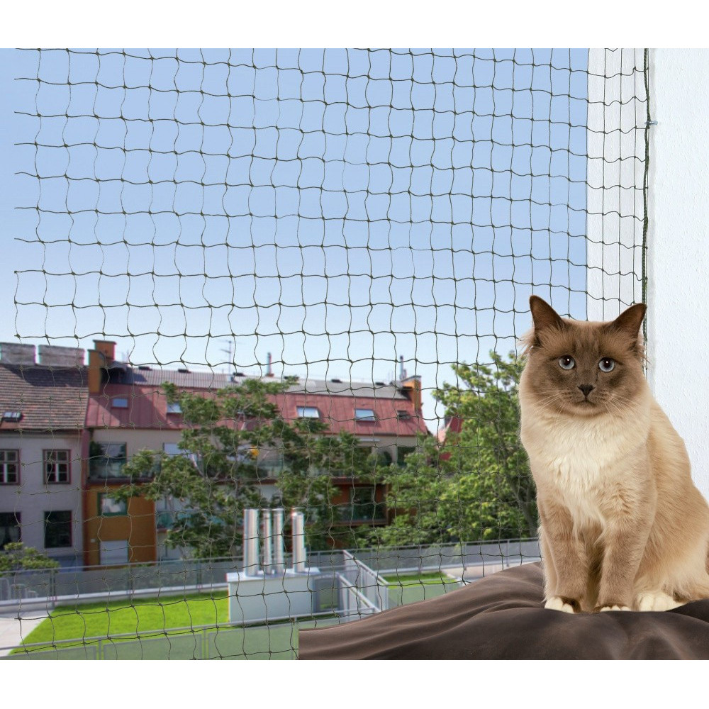 Beschermend net, versterkt. 2* 1,5 m olijfgroen. voor katten. Trixie TR-44291 Beveiliging